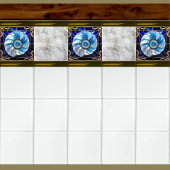 Blue/White Faux Stained-Glass Nautilus Shell 3 Fliese