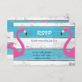 Blue & White Flamingo Wedding RSVP (Vorne/Hinten)