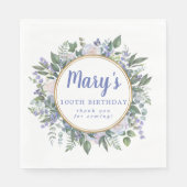 Blue White Floral 100. Geburtstag Vielen Dank Serviette (Vorderseite)