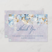 Blue White Floral 50. Geburtstag Danke Flat (Vorne/Hinten)