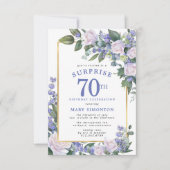 Blue White Floral 70. Geburtstag Überraschung Part Einladung (Vorderseite)