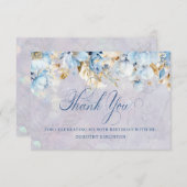 Blue White Floral 80. Geburtstag Danke Flat (Vorne/Hinten)