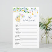 Blue White Floral Baby Word Scramble Paper Sheet (Stehend Vorderseite)