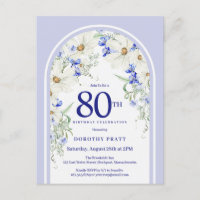 Blue White Floral Boho Arch 80. Geburtstagsparty