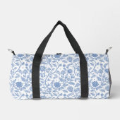 Blue White Floral Boho Botanical Pattern Whimsical Duffle Bag (Vorderseite)