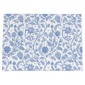 Blue White Floral Boho Botanical Pattern Whimsical Große Geschenktüte (Vorderseite)