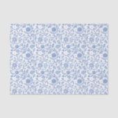 Blue White Floral Boho Botanical Pattern Whimsical Seidenpapier (Vorderseite)