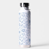 Blue White Floral Boho Botanical Pattern Whimsical Trinkflasche (Links)