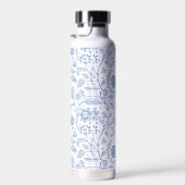 Blue White Floral Boho Botanical Pattern Whimsical Trinkflasche (Rechts)