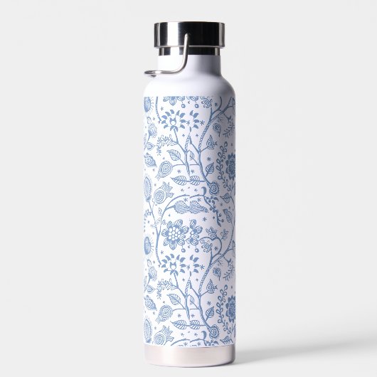 Blue White Floral Boho Botanical Pattern Whimsical Trinkflasche (Rechts)