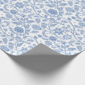 Blue White Floral Botanical Boho Pattern Whimsical Geschenkpapier (Ecke)