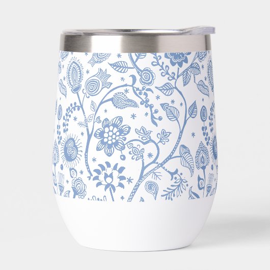 Blue White Floral Botanical Pattern Whimsical Boho (Links)