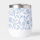 Blue White Floral Botanical Pattern Whimsical Boho (Vorderseite)