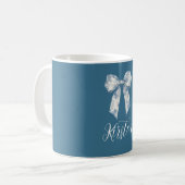 Blue White Floral Bow Kaffeetasse (Vorderseite Links)