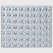 Blue White Floral Brautparty Babydusche Weddin Geschenkpapier (Flach)