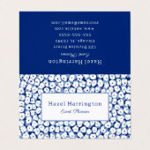 Blue White Floral Business Cards Abstrakt Visitenkarten (Außenseite Aufgefaltet)