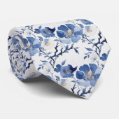 Blue White Floral Chinoiserie Hochzeitsfeiern Trau Krawatte (Gerollt)