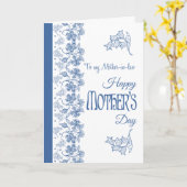 Blue White Floral Day Card Schwiegermutter Karte (Gelbe Blume)