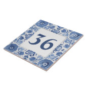 Blue & White Floral Delft Custom House Number-Zeic Fliese (Seite)