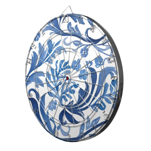 Blue & White Floral Design | Chinoiserie Pattern Dartscheibe (Vorderseite rechts)