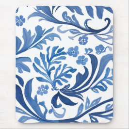 Blue & White Floral Design | Chinoiserie Pattern Mousepad
