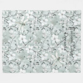 Blue White Floral Dragonflies Fleecedecke (Vorderseite (Horizontal))