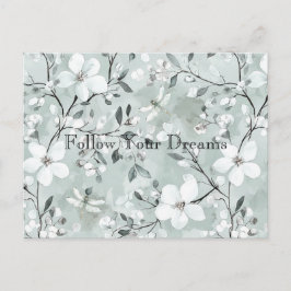 Blue White Floral Dragonflies Postkarte