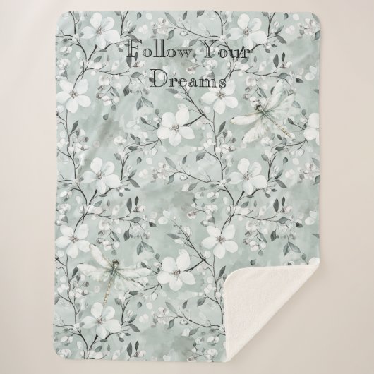 Blue White Floral Dragonflies Sherpadecke (Vorderseite)