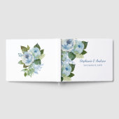 Blue White Floral Elegante Wedding Guest Book Gästebuch (Voll)
