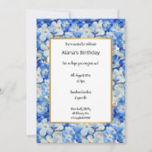 BLUE WHITE Floral Eleganter Geburtstag Einladung (Vorderseite)