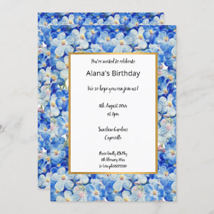 BLUE WHITE Floral Eleganter Geburtstag Einladung