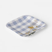 Blue White Floral Gingham Kariert Country Bauernho Pappteller (Gewinkelt)