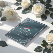 Blue & White Floral Love Birds Wedbook Notizblock