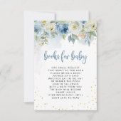 Blue White Floral mit Gold Glitter Books für Baby Einladung (Vorderseite)