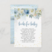 Blue White Floral mit Gold Glitter Books für Baby Einladung (Vorne/Hinten)