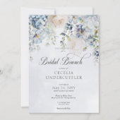 Blue & White Floral Modern Bridal Brunch Einladung (Vorderseite)