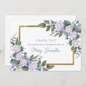 Blue White Floral Retirement Flat Dankeskarte (Vorne/Hinten)