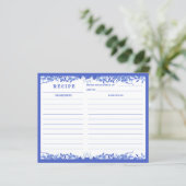 Blue-White-Floral-Rezept-Karte (Stehend Vorderseite)