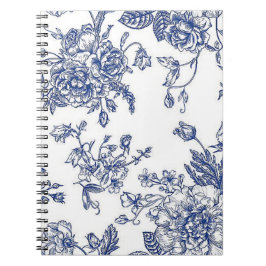 Blue & White Floral Spiral Foto Notebook Notizblock