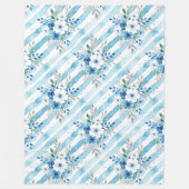 Blue White Floral Stripe Patterned Coastal Fleece (Vorderseite)