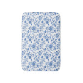 Blue White Floral Toile Pattern  Badematte (Vorderseite Vertikal)