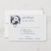 Blue White Floral Wedding Bouquet Response Card RSVP Karte (Vorderseite)