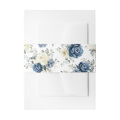 Blue White Floral Wedding Elegante Rose Einladungsbanderole (Vorderseite Beispiel)