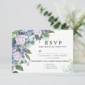 Blue White Floral Wedding RSVP Card, Optionen zum (Stehend Vorderseite)