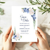 Blue White Floral Wedding Save the Date