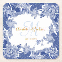 Blue White Floral Wedple Name