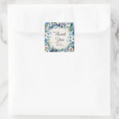 Blue White Floral Women's Birthday Danke Quadratischer Aufkleber (Tasche)