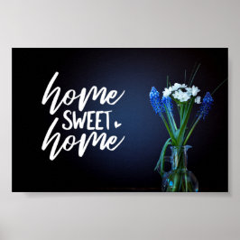 Blue & White Floral Zuhause Sweet Zuhause Poster