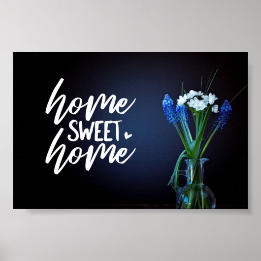 Blue & White Floral Zuhause Sweet Zuhause Poster (Vorne)