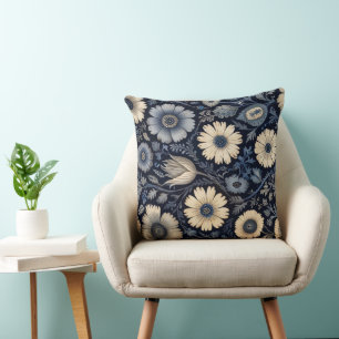 Blue & White Florals Wasserfarbene Elegante Kissen